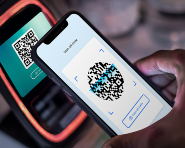 scanning QR code using mobile phone - digital society